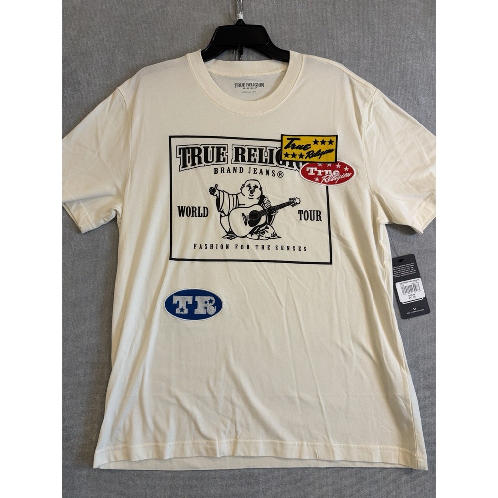 True Religion T-shirt Men's Color White  Size M (NEW ORIGINAL WITH TAGS) Patches